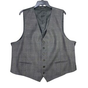 John Varvatos USA Mens XXL Grey Glen Plaid 6-Button Tailored Suit Vest Waistcoat